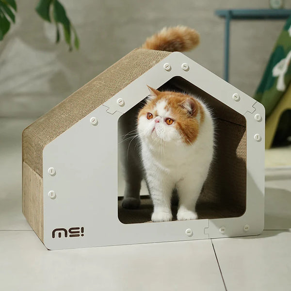 2023NEW-makesure All-in-One Cat Scratching White House: Ultimate Play, Scratch & Nap